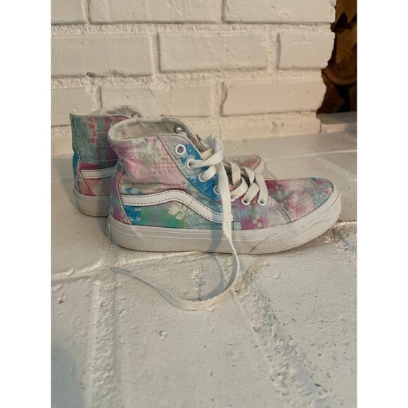 Vans Sk8-Hi Sneakers Patchwork Floral Print Junior Big Kid Youth Size 2.5 - Picture 2 of 7